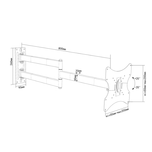 TV bracket 80 cm from the wall for Samsung 32-44"