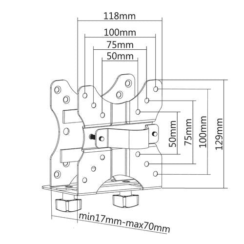 PC bracket for behind the monitor