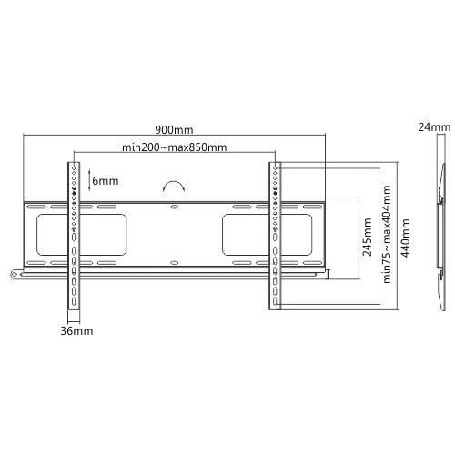 Wolff Mount | Anti-Theft Fixed TV Wall Mount up to 90 inch | VESA 800x400