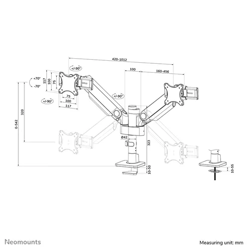 Neomounts DS65S-950BL2 Full Motion Monitorarm – Flexibele Monitorhouder | 24-34 inch |