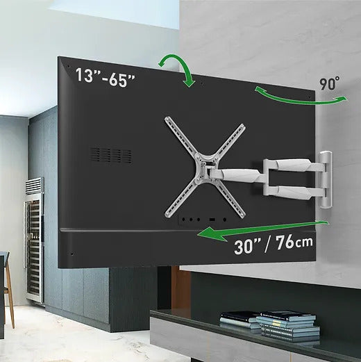 Extra long wall bracket for screens up to 65 inches - White
