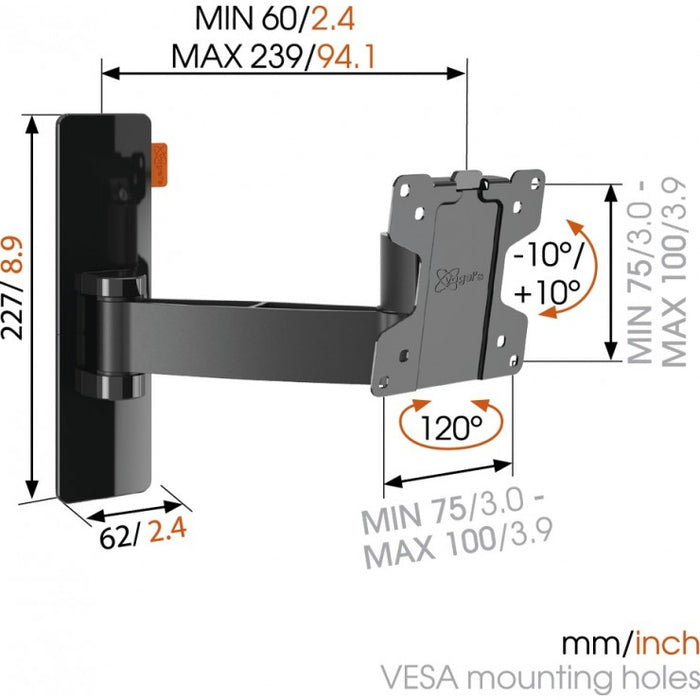 Vogels WALL 2025 Rotating TV wall mount black up to 26 inches