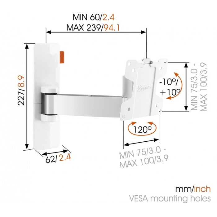 Vogels WALL 2025 Rotating TV wall bracket white up to 26 inches