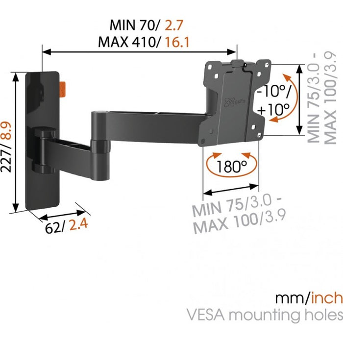 Vogels WALL 2045 rotating wall bracket black up to 26 inches