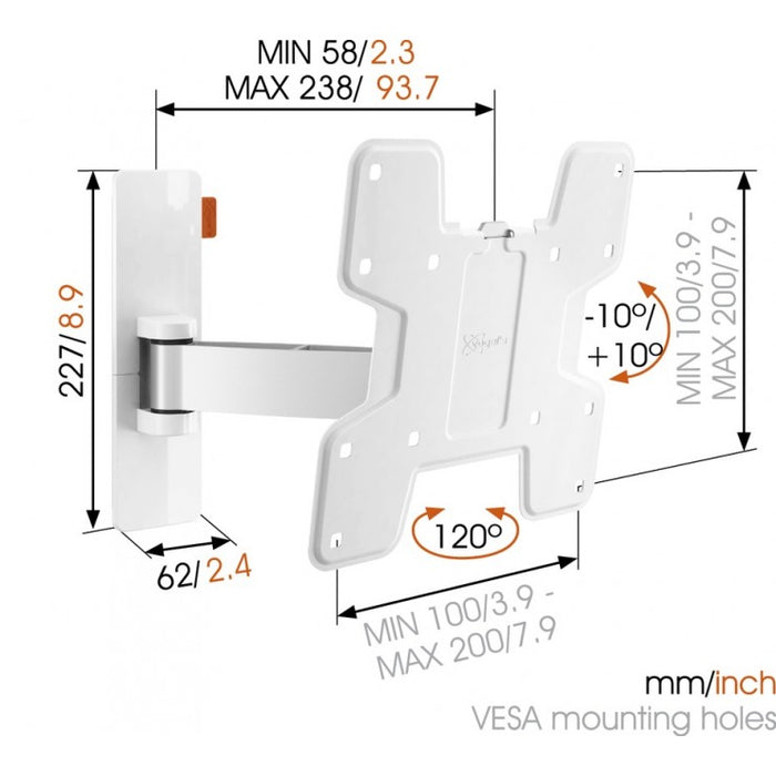 Vogels WALL 2125 rotating TV wall bracket white up to 37 inches