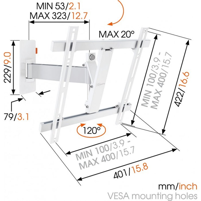 Vogel's WALL 2225 rotating TV wall mount white up to 55 inches