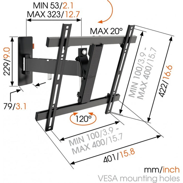 Vogel's WALL 2225 rotating TV wall mount black up to 55 inches