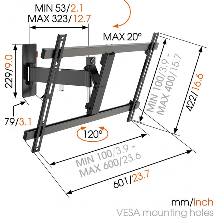 Vogel's WALL 2325 rotating TV wall mount black for screens up to 65 inches