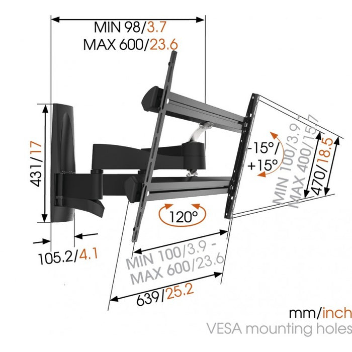 Vogel's WALL 2350 rotating wall bracket for screens up to 65 inches black