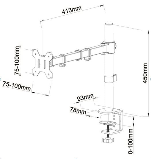 Monitor bracket for desk 13 to 27 inches