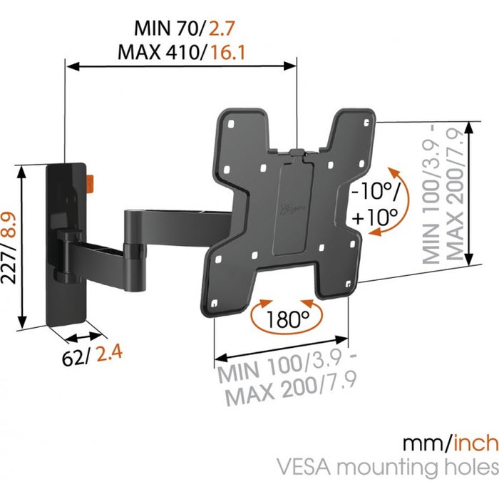 Vogels WALL 2145 rotating TV wall mount black up to 37 inches