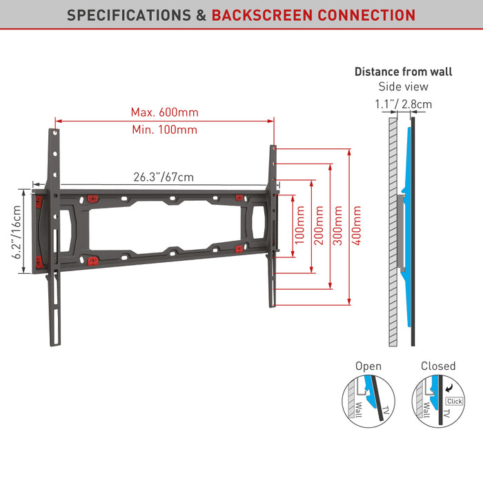 Plaster wall bracket for screens up to 75 inches 