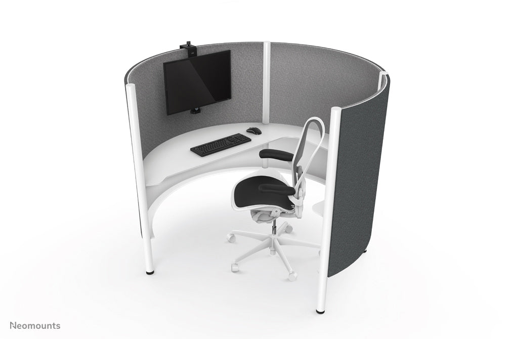 FPMA-CH100BLACK is a desk support that can be hung over a partition wall for flat screens up to 30 inches.