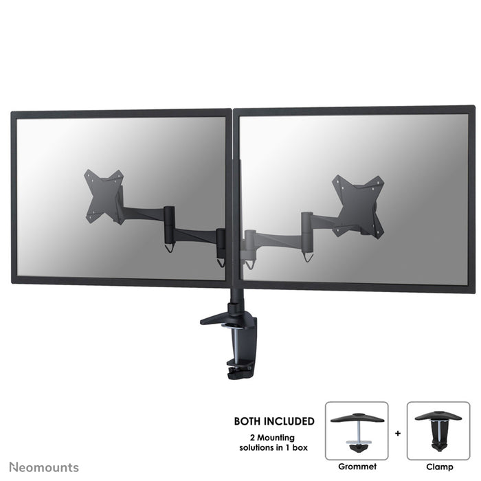 FPMA-D1330DBLACK is a desk support for 2 flat screens up to 27 inches (69 cm).