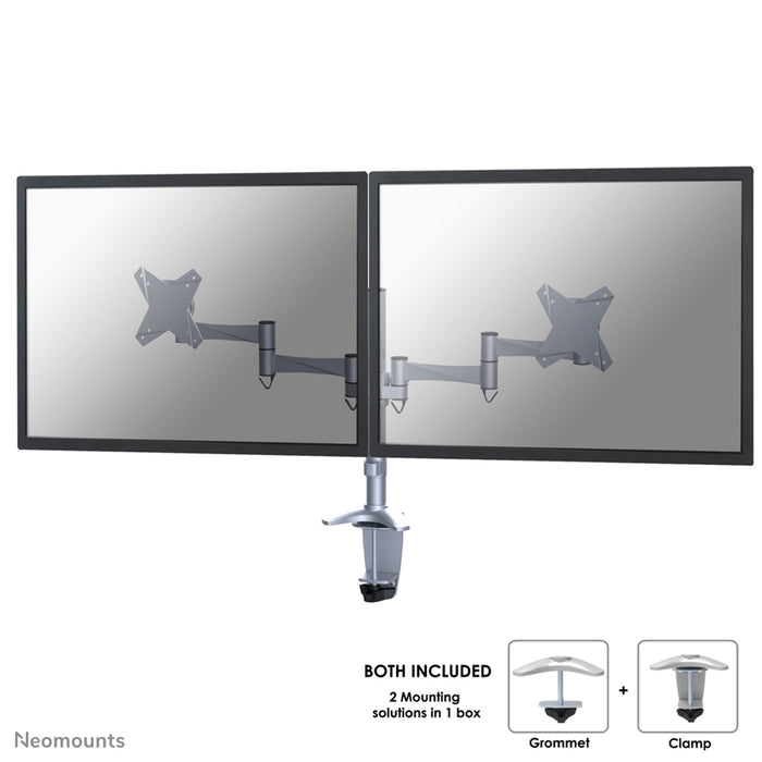FPMA-D1330DSILVER is a desk support for 2 flat screens up to 27 inches (69 cm).