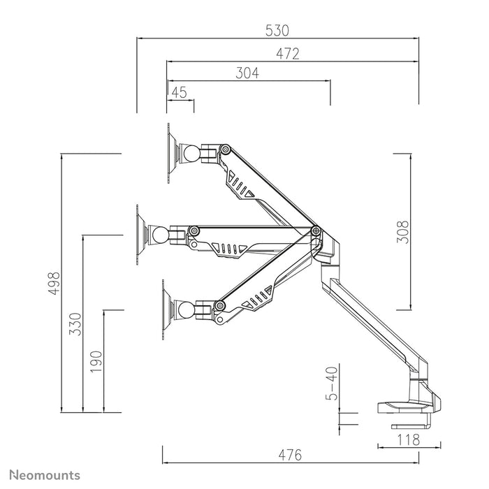 FPMA-D750BLACK2 is a desk support with gas spring for flat screens up to 32 inches (81 cm).