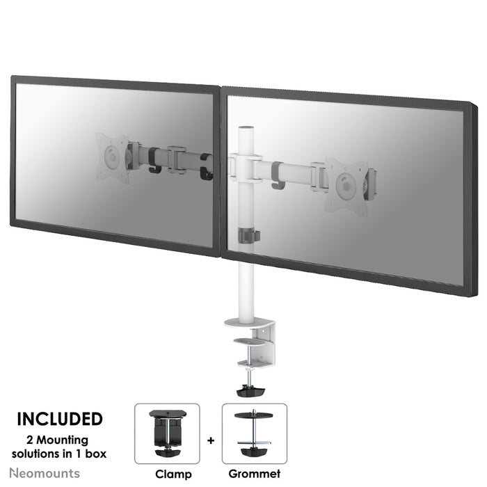 NM-D135DWHITE is a desk support for 2 flat screens up to 27 inches (69 cm).