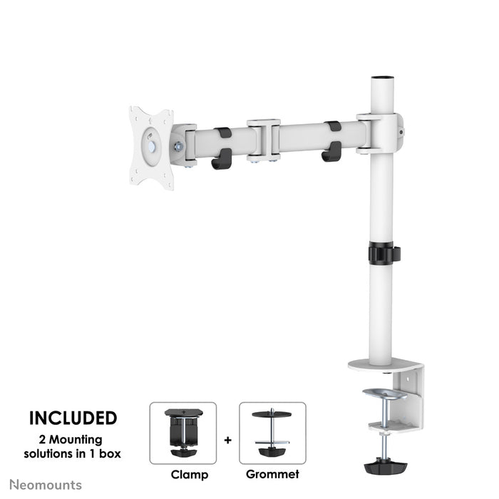 NM-D135WHITE is a desk support with 3 pivot points for flat screens up to 30 inches (76 cm).