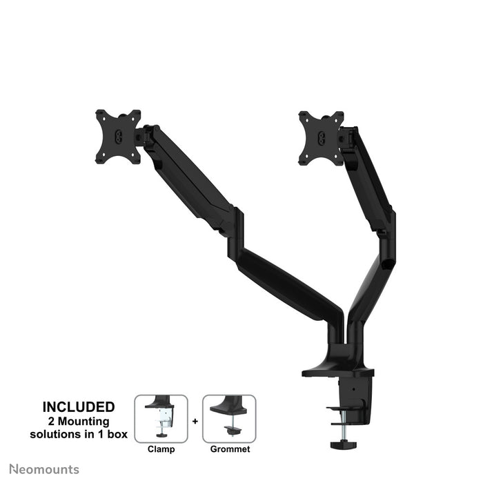 NM-D750DBLACK is a desk support with gas spring for flat screens up to 32 inches (82 cm).