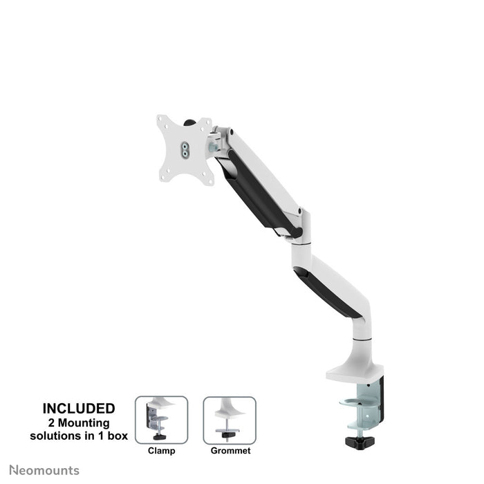 NM-D750WHITE is a desk support with gas spring for flat screens up to 32 inches (82 cm).