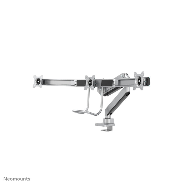 NM-D775DX3SILVER is a gas-suspended desk support with crossbar and lever for flat screens up to 27 inches (68.6 cm).