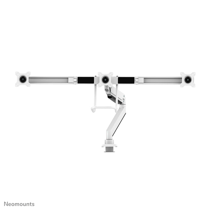 NM-D775DX3WHITE is a gas-suspended desk support with crossbar and lever for flat screens up to 27 inches (68.6 cm).