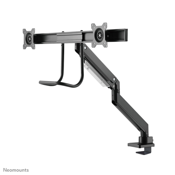 NM-D775DXBLACK is a gas-suspended desk support with crossbar and lever for flat screens up to 32 inches (81 cm).