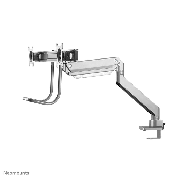 NM-D775DXSILVER is a gas-suspended desk support with crossbar and lever for flat screens up to 32 inches (81 cm).