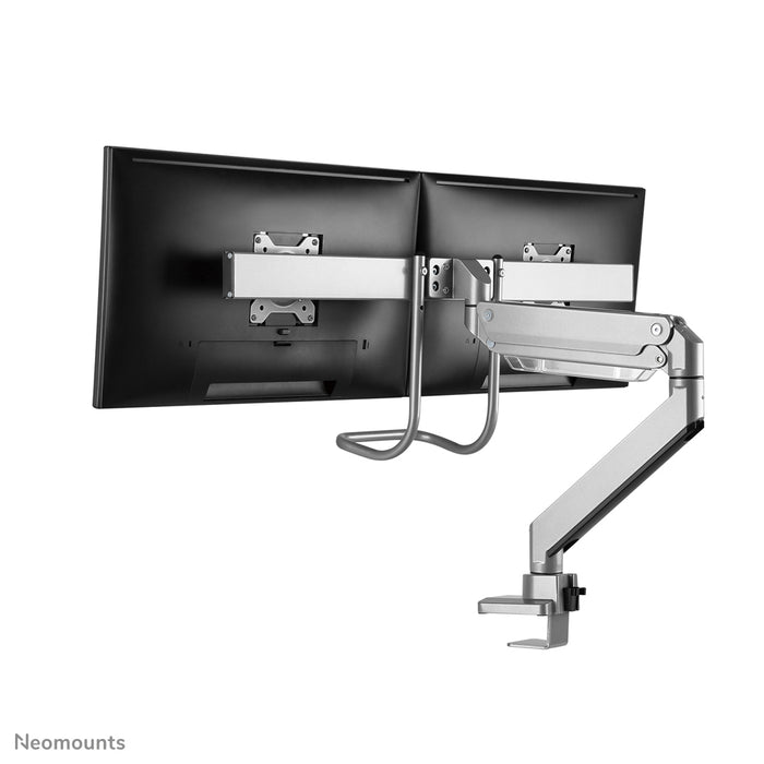 NM-D775DXSILVER is a gas-suspended desk support with crossbar and lever for flat screens up to 32 inches (81 cm).
