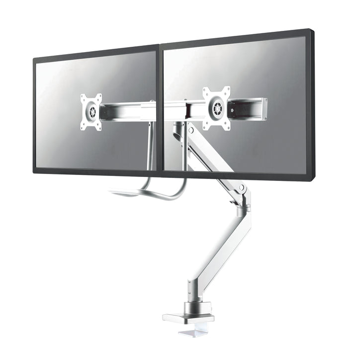 NM-D775DXWHITE is a gas-suspended desk support with crossbar and lever for flat screens up to 32 inches (81 cm).