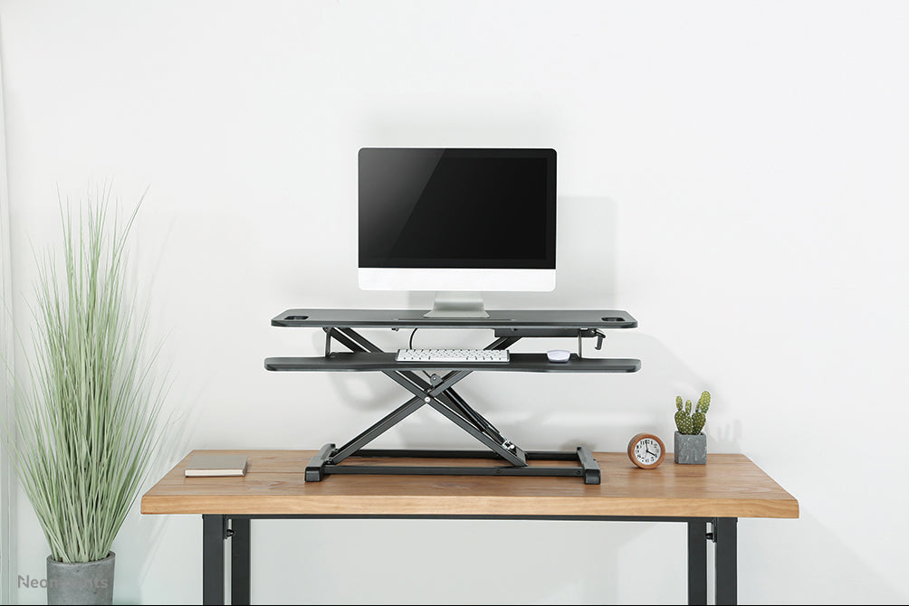 sit-stand workplace, model NS-WS300BLACK, transforms a standard workplace into a healthy sit-stand workplace.