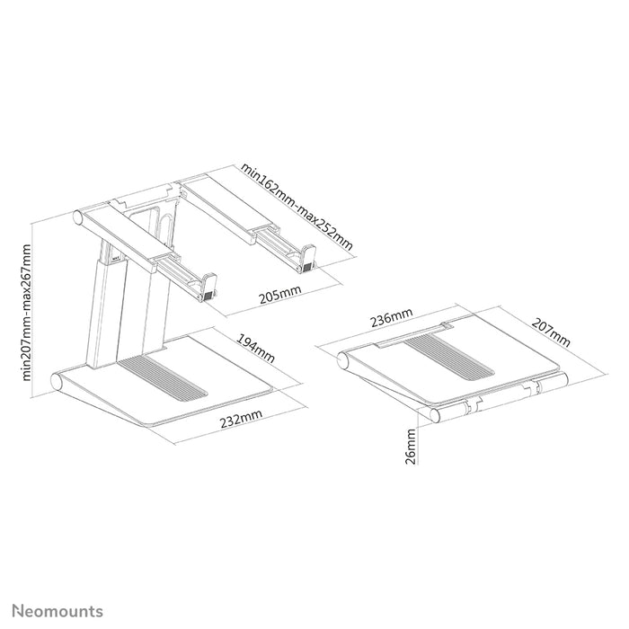 foldable laptop stand - Silver/black