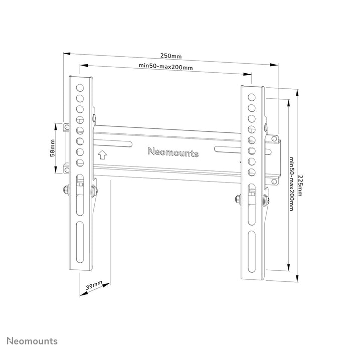 WL30-350BL12 flat wall mount for 24-55 inch screens - Black