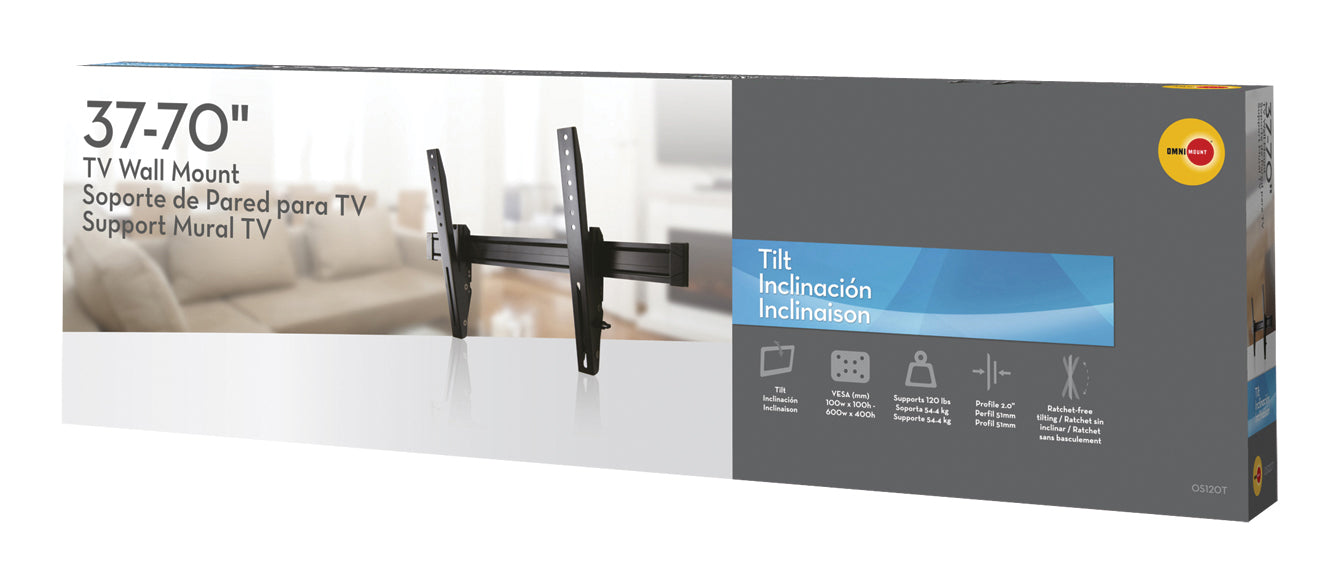 Simple and tiltable TV mount for screens up to 70"