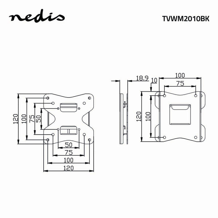 Fixed TV Wall Bracket | 10 - 26" | Max. 35 kg | 18 mm wall distance