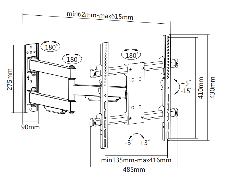 Beautiful wall mount for screens up to 55 inches