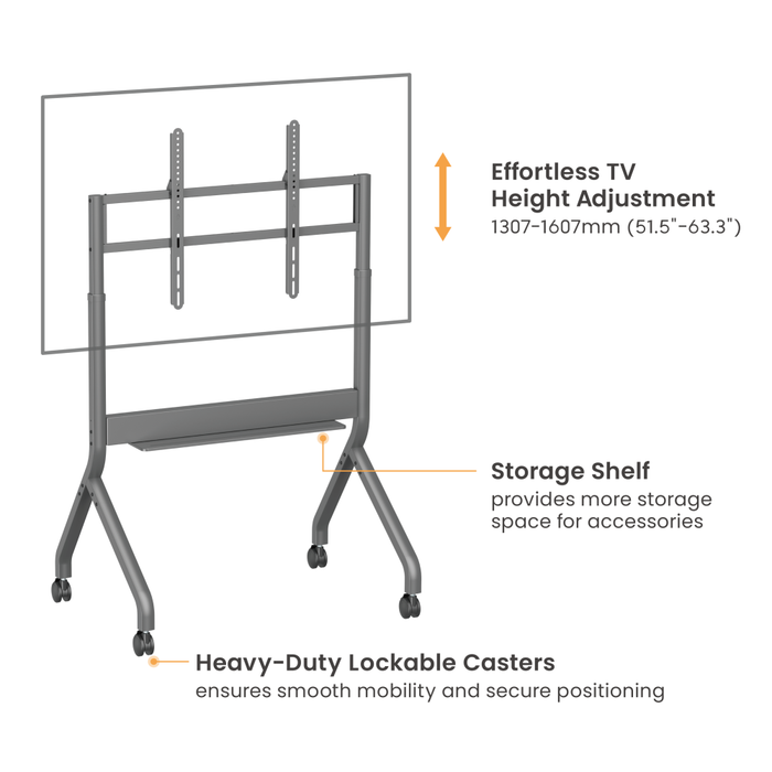Wolff Mount TVB-136 | Electrically height-adjustable presentation furniture Suitable for 50–90 inches | VESA 900x600 | Max. 90 kg