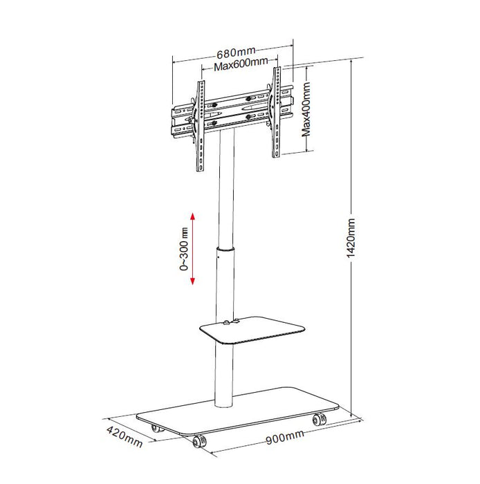 TV floor stand adjustable in height 30 cm VESA 600-400