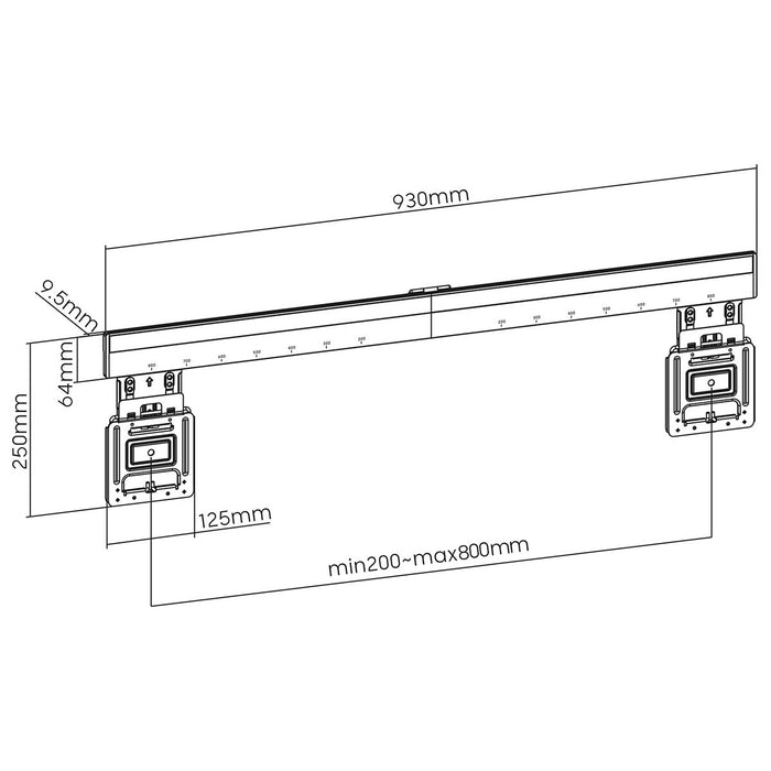 Nedis Vaste TV-Muurbeugel 43-100 Inch - Ultra Dunne Micro-Gap - Max. 75 kg - Zwart - VESA Compatibel.