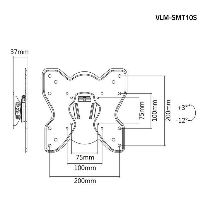 Flat Wall Bracket for under the canopy | For screens up to 42 inches