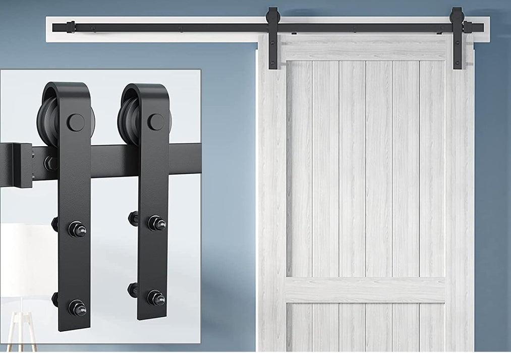 Wolff Mount Universal Sliding Door System for Doors – 2-Meter Rail – Matte Black – Smooth-Bearing Rollers