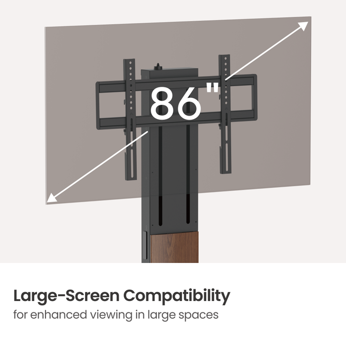 Wolff Mount – Freestanding Premium TV Floor Stand with FreeLift™ – Height Adjustable with One Finger – Suitable for TVs up to 86 inches – Extra Large Solid Base – Cable Management – Black/Walnut