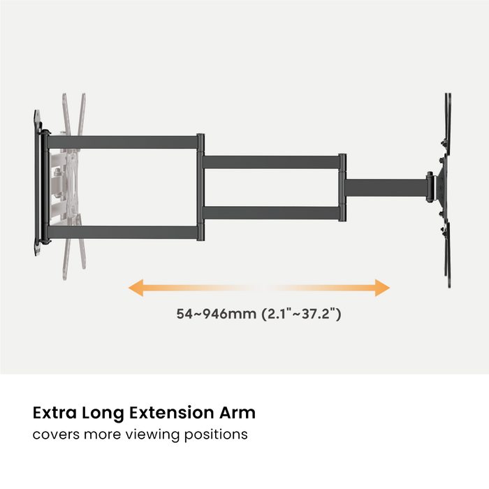 Wolff Mount Extra lange Full-Motion TV Muurbeugel tot 65 inch (95cm uit de muur)