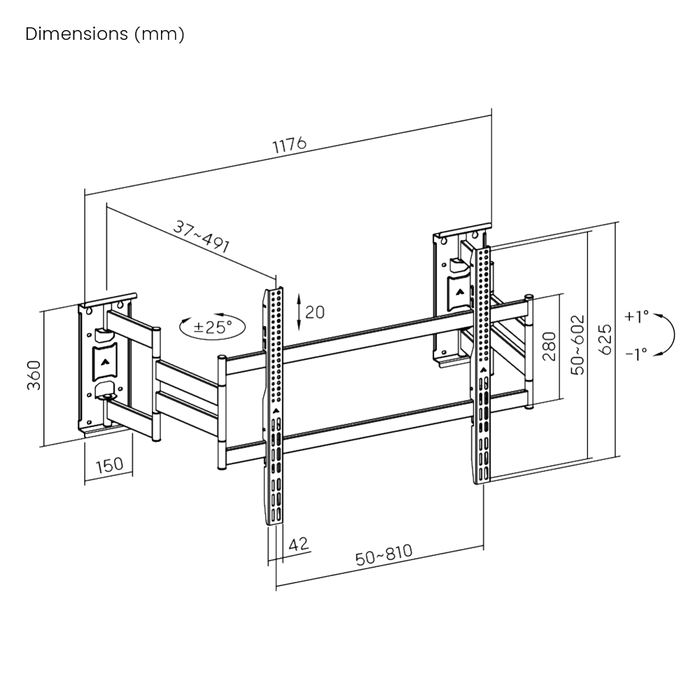 Wolff Mount Heavy Duty TV Wall Mount up to 100 Inch | Ultra Slim & Corner Mounting