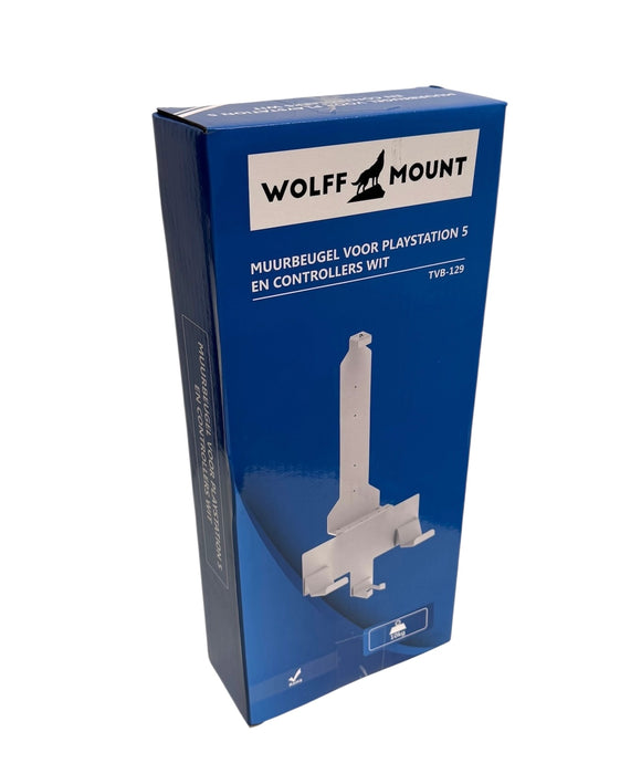 Wolff Mount PS5 Holder – Wall Mount for PlayStation 5 and Controllers – White