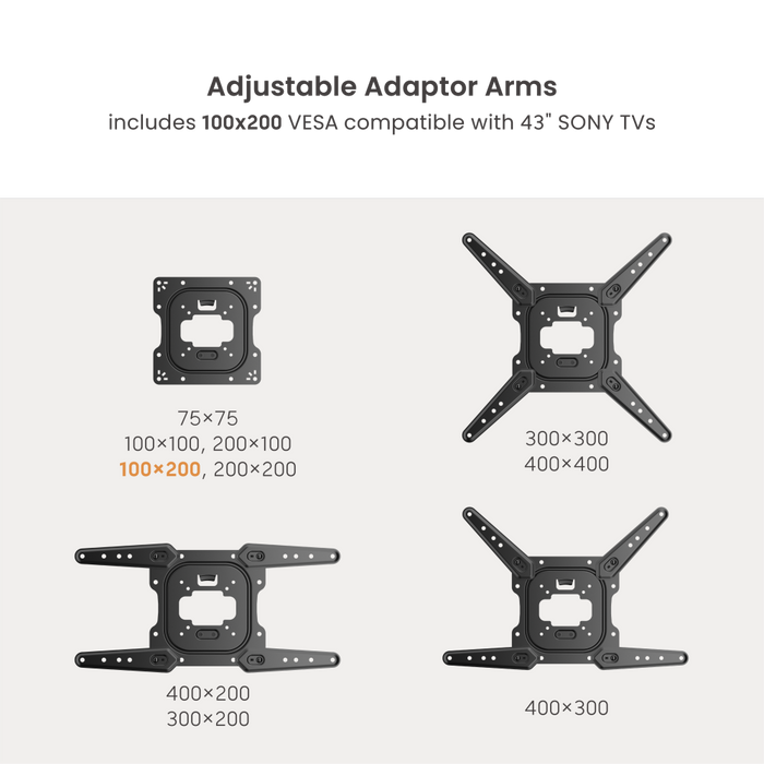 Long sturdy wall bracket for screens up to 42" inches