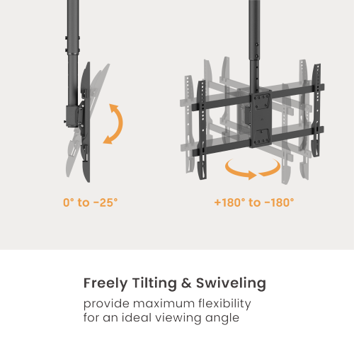 Wolff Mount | Universele Plafond TV Beugel  | Tot 55 Inch | Draaibaar | Kantelbaar en Verstelbaar in Hoogte