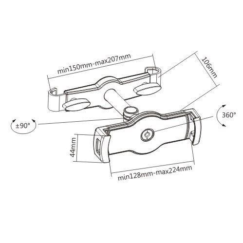 Wolff Mount Car tablet holder for the headrest up to 224mm