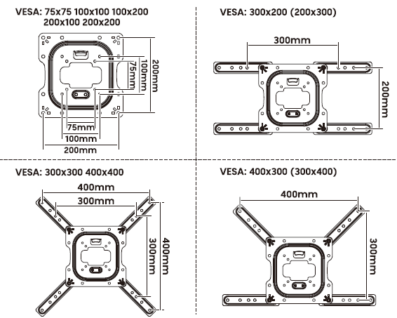 Wolff Mount Long TV bracket for Philips 32-65 inch (73 cm from the wall) | Universal | VESA 400x400